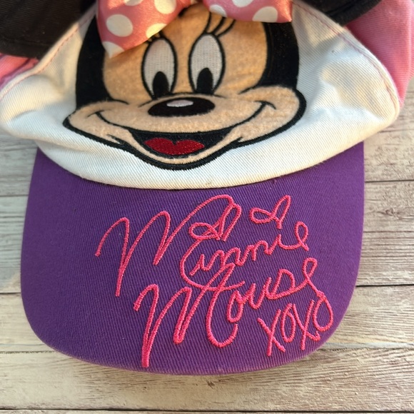 Disney Minnie Mouse Infant Toddler Purple Pink Baseball Hat with Bow and Ears - Picture 3 of 5